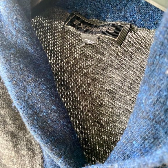 Express Wool Blend Contrast Shawl Collar Sweater - Picture 2 of 2